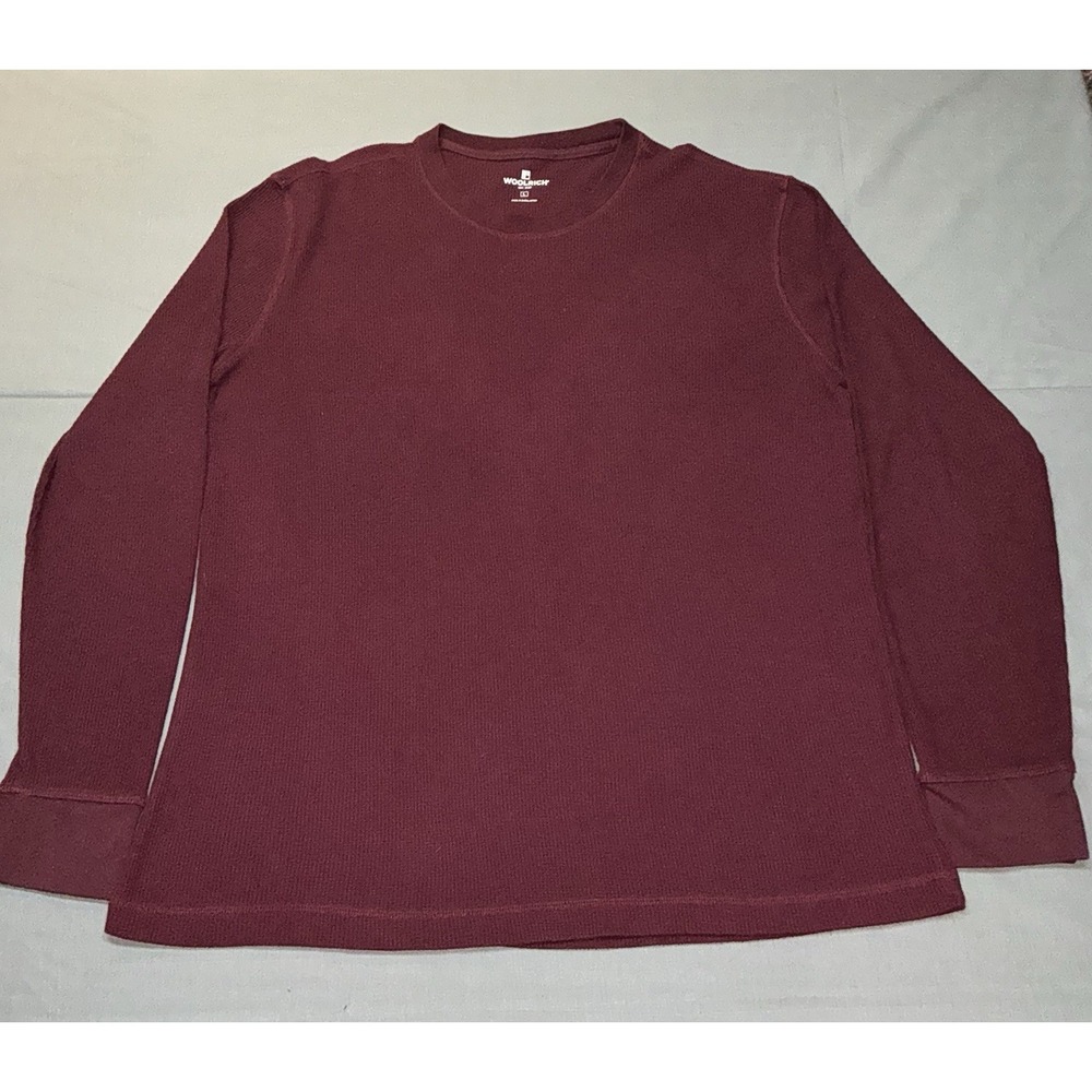 Woolrich Waffle Thermal Long Sleeve Maroon Shirt Men's Size Large Pullover